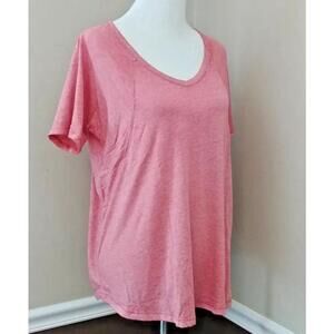 NEW Allison Brittney Short Sleeve Peach Pink Oversized Burnout Tee Womens Small